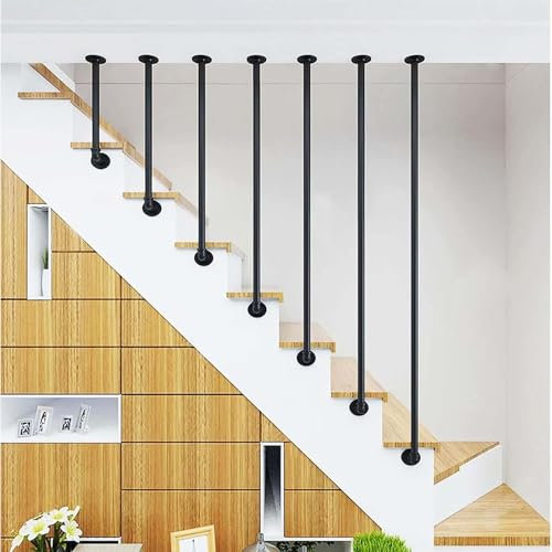 Corrimano nero a L per scale in ferro battuto gradino balaustra di sicurezza ringhiera decorazione moderna guardrail antiscivolo barra di sostegno casa interni loft gradini 30 150 cm (2,6ft/80 cm)