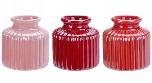 DomoDomo Porzellanvase 8x8cm, Kleine Deko Vase in Rosa, Rot, Orange - 1 Stück zufällige Farbe, Elegante Innendekoration für Zuhause & Büro, Ideal für kleine Blumen