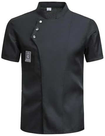 QXWD Food Service Cuisine Cuisine Pizzaiolo Chef Uniforme Restaurant Cook Vestes Boulangerie Café Serveur Serveuse Vêtements de travail, Noir , M