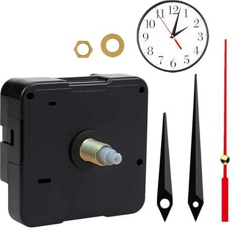 Klockmekanism, tyst kvartsrörelse, för vägg med korta aluminiumnålar, reparationssats, ersättningsklockor, längd 16 mm, 8 mm gänga för paneler 5 till 7 mm