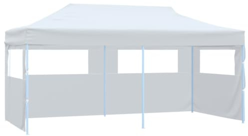 Mokuyary popup-festtält med sidoväggar, vikbart 3 x 6 m stål, vitt, paviljong, trädgårdstält, festtält, trädgårdspaviljong för trädgård, fest, festival, bröllop