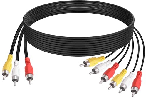 YARCHONN RCA AV Splitter Cable Adapter 3 RCA Male to 6 RCA Male Jack Audio Video Composite Cable Cord for DVD TV Set Top Box-1.5M/4.9FT