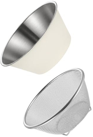 Uonlytech Set Scolapasta Design Stabile e Resistente in Inossidabile 2 Colino e Ciotola da 700ml per Lavare e Verdura