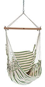 Chico-Hängesessel 190 x 95 cm (inkl. Drehwirbel, Karabiner und Kette) - Baumwolle, beige-grün