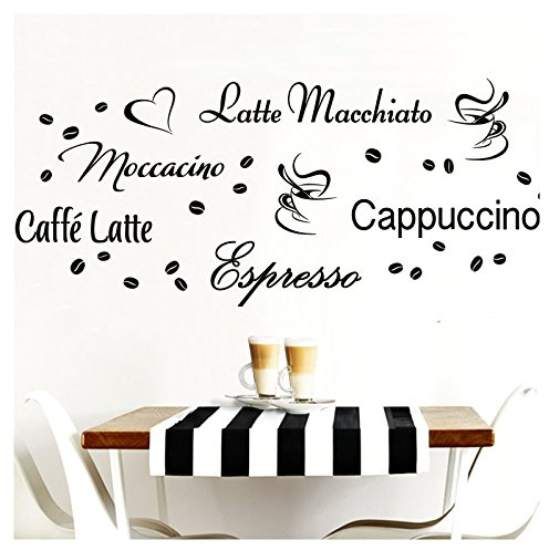Grandora Wandtattoo Kaffeesorten I braun Kreativset I Kaffee Kaffeebohnen Kaffeetasse Küche Esszimmer Aufkleber Wandaufkleber Wandsticker Sticker W3047