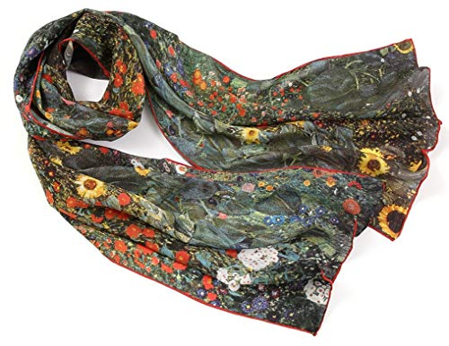 Prettystern - 160cm langer Seidenschal, Kunstdruck Gustav Klimt, Seide