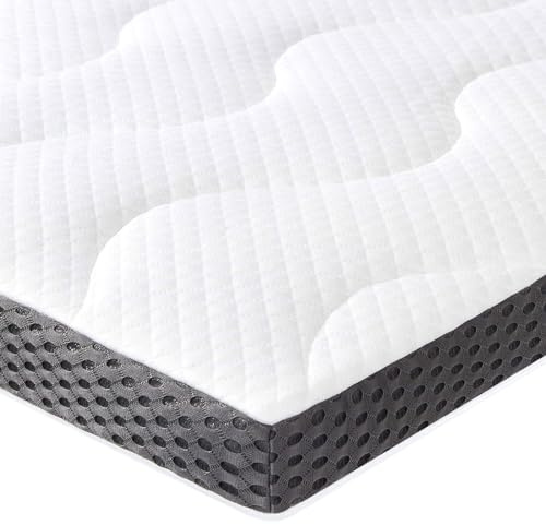 Amazon Basics Matratzen-Topper, Gel-Schaum, 7cm Höhe, Abnehmbarer Waschbarer Bezug, 135cm x 190cm, Weiß
