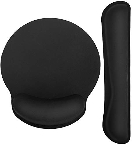 MoKo Mauspad mit Handauflage, Gelkissen Mousepad Ergonomisch Erhöht Memory Foam Handballenauflage Tastatur, Rutschfest PU Gummi Basis Schmerzlinderung für Zuhause, Schüler, Büro - Schwarz