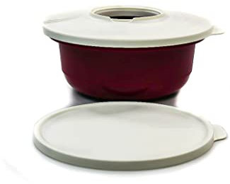 Tupperware Rührschüssel Pro 2,0 L Dunkelpink + 2 Deckeln weiß Hefeteig Schüssel