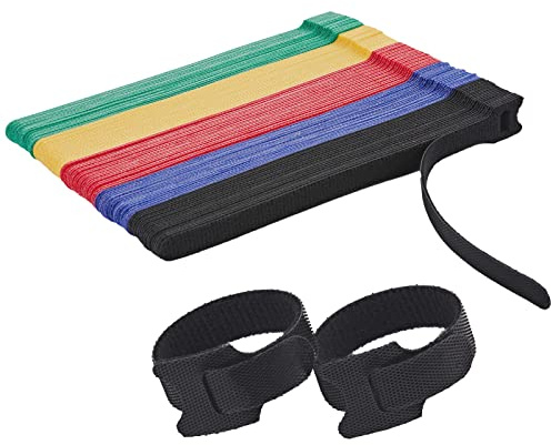 NBTORCH 100 PCS Reusable Cable Ties with Hook and Loop, Multi-purpose Adjustable 8 Inch Cable Management Wire Ties Cable Straps for Organizing Home, Office and Data Centers (Multicolored)