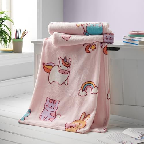 Catherine Lansfield Kids Forever Together Cosy Fleece 130x170cm Blanket Throw Pastel