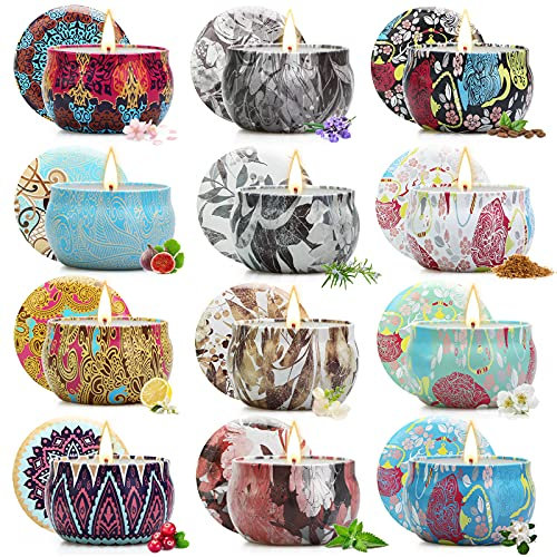 Yinuo Mirror Geschenke für Frauen, 12 * 70g Duftkerzen Geschenkset für Frauen, Sojawachs Aromatherapie Kerzen für Muttertag,Weihnachten,Geburtstag, Valentinstag, Bad, Yoga