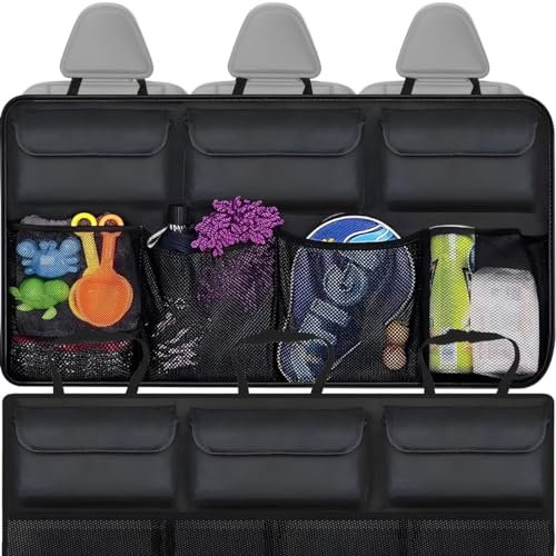 Retoo Kofferraum Organizer Auto, Autositz Organizer, Aufbewahrungstasche Storage Bags 89,5 x 35 cm, Hängende Rücksitz Organizer, Kofferraumtasche mit teilbaren Modulen für SUV, Kombi, Bus, Schwarz