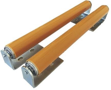 Polyurethane Coated Long Roller with Bracket Set | 16 Length, 1.5 Diameter Conveyor Rollers | Galvanized Steel | Versatile Support for Roller Stands, Woodworking, and Roller Conveyors | Pack of 2