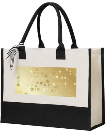 YUNWEIKEJI Viele Sterne Gold nahtlos, Einkaufstasche, Tragetasche, Canvas-Tasche, Einkaufshandtasche, Mehrzweck-Schultertasche aus Canvas