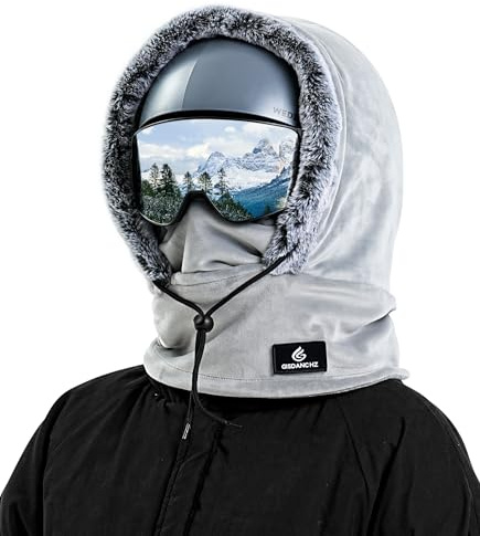 Gisdanchz Överhjälm balaclava vintermössa med halsduk skidmask balaclava fleece halsslang för män kvinnor, LJUSGRÅ, one size