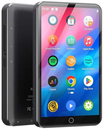 MP3 Player Spotify, MECHEN MP3 Player Bluetooth WLAN, Portable Android MP4-Player mit Amazon Musik, Deezer, Audible Kompatibel, 4 Zoll Touchscreen (Grau)