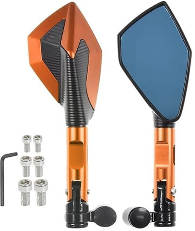 STQNXR Motorrad Rückspiegel Für BM&W G310R GS R1200GS R1250GS F800GS 850GS F650GS F750GS Dekoration Motorradspiegel 10mm Rückspiegel(Orange)