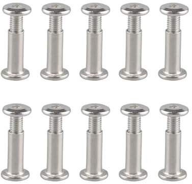 10 viti di collegamento M6 x 40 mm, diametro 8 mm, viti a manicotto per mobili, in acciaio inox, A2, V2A, viti di collegamento per armadi, pannelli di legno