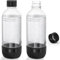 Thorder Pack de 2 botellas de agua con gas de 1L, PCTG, resistente al calor hasta 110°C, libre de BPA, apto para lavavajillas, compatible con máquinas de soda, para hogar y viajes – Negro