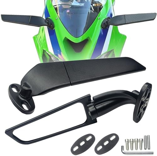 Large Size Motorcycle Mirrors Stealth Wind Wing Side Rearview Mirrors Compatible With 2025 Kawasaki Ninja 500 Ninja 650 Ninja 400 300 2025 ZX6R ZX10R ZX4RR ZX14R GSXR 1000 600 750
