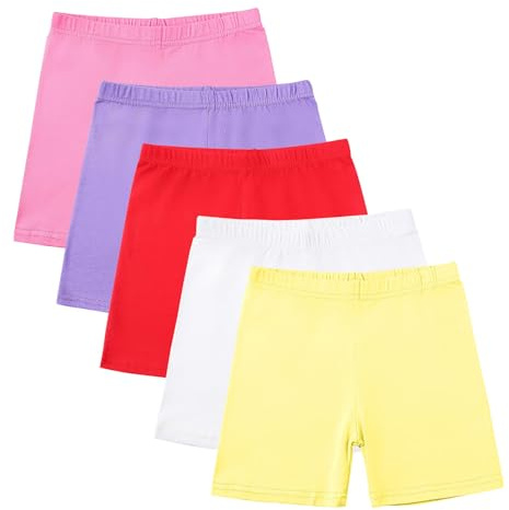 duxyoz 5 Pack Girls Cycling Shorts Breathable Safety Dance Dress Short Kids Children Teen Cotton Stretchy Undershorts Multipack Cartwheel Bike Shorts Summer Clothes Set Multicolor 5-14 Years
