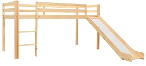 Lit Superposé Enfant, Lit Mezzanine d'enfants Toboggan et échelle Bois pin 97x208 cm