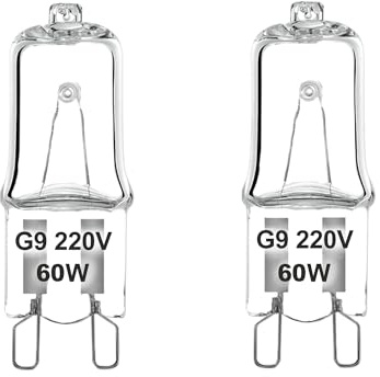 karedle oard 2 Stück Backofenlampe G9, 60W 220V 2700K, Warmweiße Herd-birne, 12MM * 48MM, 600 Lumen Ofenlampe, Bis 300°C Hitzebeständiges, Lampen für Ofen, Lava Lampe(Hitzebeständig)