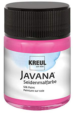 KREUL 8114 - Pintura para seda Javana en tarro de 50 ml, rosa, pintura al agua muy pigmentada y brillante, de carácter líquido fluido, penetra profundamente en las fibras