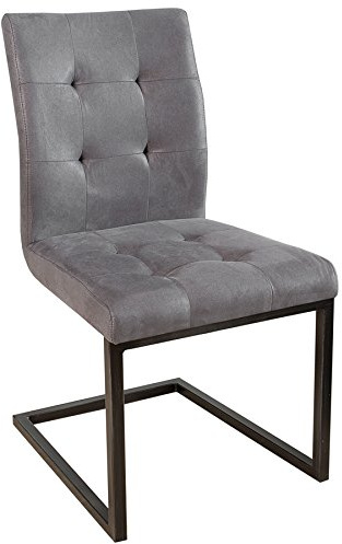invicta INTERIOR riess-Ambiente.de Design Freischwinger Stuhl Oxford Antik Grau Vintage Gestell Eisen | eleganter Esszimmerstuhl oder Konferenzstuhl