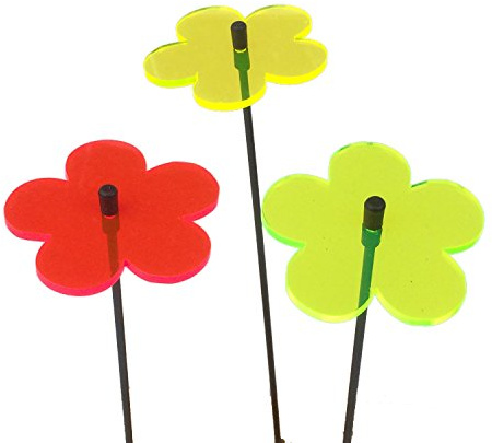 Sun Catcher Garden Decor Sonnenfänger Set aus 3 kleinen leuchtenden Blumen. Besondere Garten Dekoration für Garten, Balkon oder Terrasse, Farbe:rot/gelb/grün
