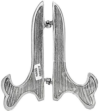 NKlaus Porte-Assiettes 22cm de Haut Pliant en Laiton nickelé Support d'assiettes argenté Support d'assiettes Fait Main Iconique Support d'assiettes Livre 2799