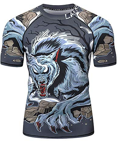 LAFROI Herren Kurzarm Kompressionsshirt UPF 50+ Rash Guard-CLY08D