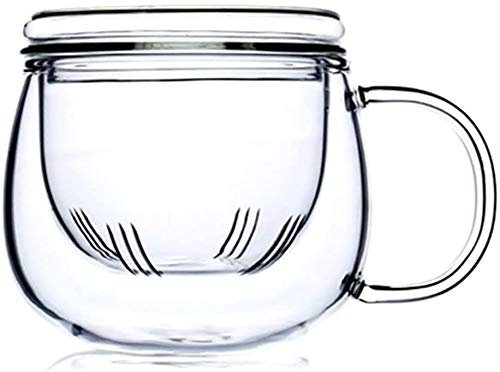 Greneric Tazza da tè in vetro con infusore da 12 once, tazza in vetro borosilicato, resistente al calore, adatta per tè, bevande, caffè ghiacciato