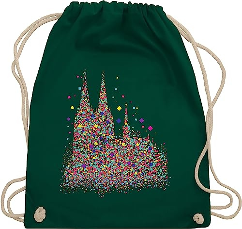 Turnbeutel Rucksack - & - Taschen - Kölner Dom Konfetti I Karneval I Fasching - Unisize - Dunkelgrün - köln geschenke karnevalsbeutel faschings koln beutel souvenir karnevalstasche karnevals