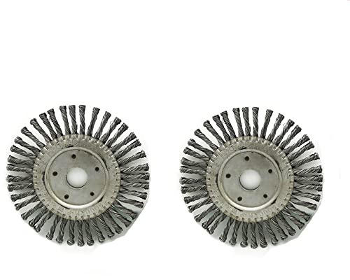 SEIWEI Stahlknoten-Drahtbürste, 2 Stück, kreisförmig, flach, drehbar, geknotet, Karbonstahl-Drahtbürste für 150 mm Winkelschleifer