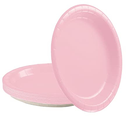 POPOYU 16Pcs Pink Party Paper Plates 7 inch,Pink Party Tableware Decor Pink Disposable Paper Plate Pink Plates for Kids Pink Party Supplies Table Decorations