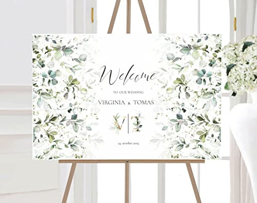 Manschin Laserdesign Willkommensschild Aluverbund personalisiert - Made in Germany - Welcome Willkommen Schild für Hochzeit (80x55cm)