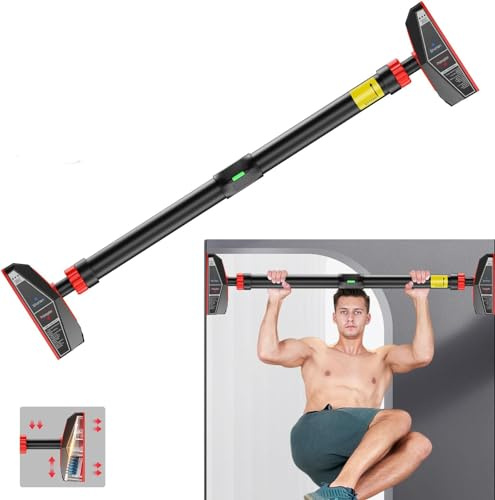 Klimmzugstange für Türrahmen ohne Schrauben/Bohren, Pull Up Bar Tragkraft bis 200 Kg, Reckstange Türrahmen Ohne Schrauben 75-94 cm Ausziehbar, Neues 360° Drehbares Zahnradschloss