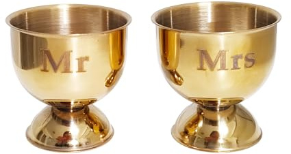 SETOFI Egg Cups, Mr and Mrs Egg Cup Holder Stainless Steel Egg Holders Easter Egg Stand for Breakfast 2pcs (Golden)