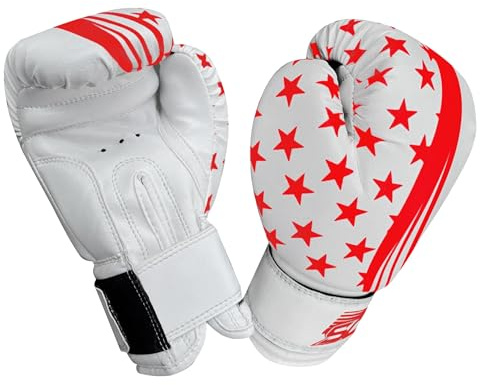 Kids Junior 2oz, 6oz Kickboxing Training Boxing Gloves for Sparring Grappling Fighting Punching Bag MMA,UFC Combat Training, Great for Heavy Punch Bag Boys & Girls (Red/White, 2oz)