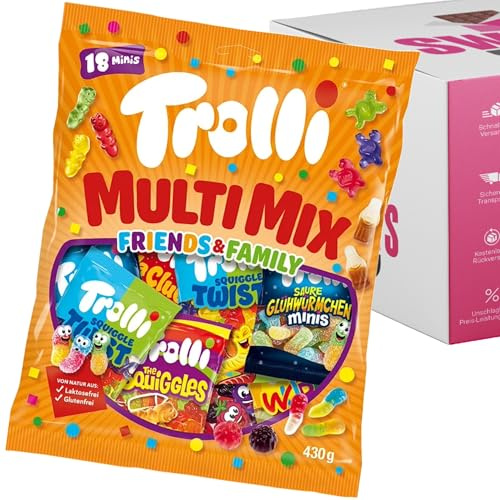 Trolli Multi Mix – 2 Tüten à 430g | 18 Mini-Packungen | Bunte Süßigkeiten-Mischung (1x 430g)