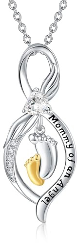 ONEFINITY Collar de plata de ley 925 con diseño de pies de bebé, joyería conmemorativa de aborto espontáneo para madres y mujeres, Plata esterlina