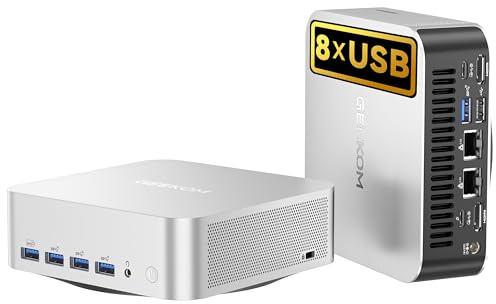 GEEKOM AI Mini PC A8 Max mit AMD Ryzen 9 8945HS, 2.5Gbps Dualer LAN Port, 3 Jahre Garantie, 32 GB DDR5 RAM 2 TB SSD, Micro PC W-11 Pro | 8 USB Ports | 8K UHD | Quad-Display, für Gaming/Kreativität