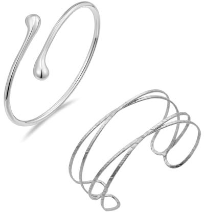 FAINCA Bracciale Donna Argento 2 Pezzi Braccio Superiore Regolabile