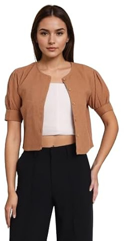 Stil kvotient dambolero av bomull och polyester, strukturerad, öppen, Beige, M