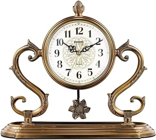 Reloj de mesa con péndulo, reloj retro de escritorio que funciona con pilas para sala de estar, chimenea, reloj de mesa, regalo decorativo