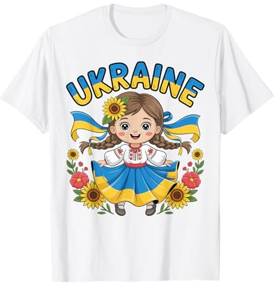 Cute Ukraine Girl Ukrainian Heritage for Girls Kids T-Shirt