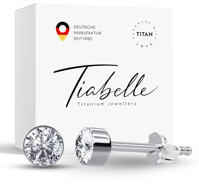 TIABELLE – Ohrstecker RISE aus Titan mit funkelnden Swarovski® Zirconias – Ohrringe für Damen – allergenfrei & hautverträglich – Handmade in Germany