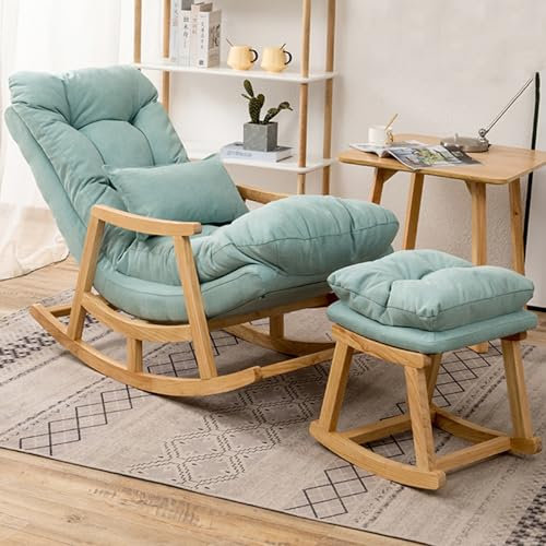YVYKFZD Gepolsterter Schaukelstuhl, Schaukelsessel mit hoher Rückenlehne, bequemer Schwingsessel, für Wohnzimmer, Hotel, Schlafzimmer, Büro, Tragfähigkeit 150 kg (Color : Mint Green 1)